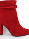 Moods Shoes 1719 Suede Women's Ankle Boots with High Heel Red