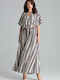 Lenitif L055 Maxi Evening Dress Wrap Striped