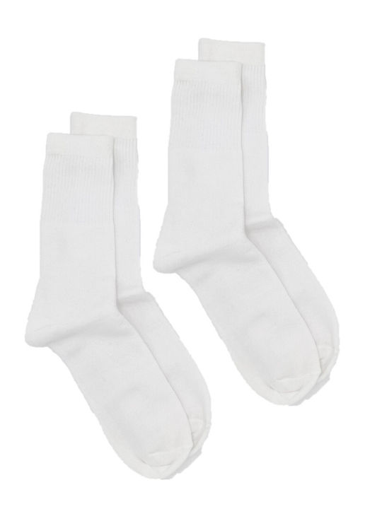 Ampo Socks 302 Solid Color Socks White 2Pack