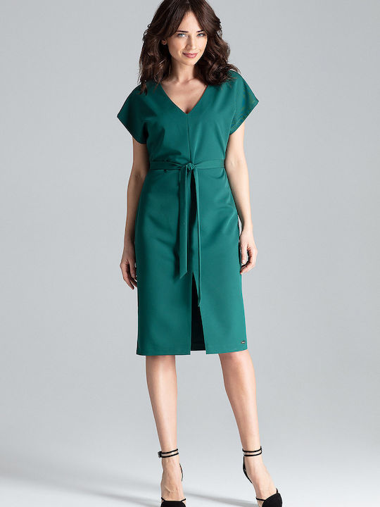 Lenitif L032 Midi Dress Short Sleeve Green