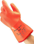 Ansell Polar Grip Waterproof Cotton Safety Glofe Leather Cold-Resistant Orange