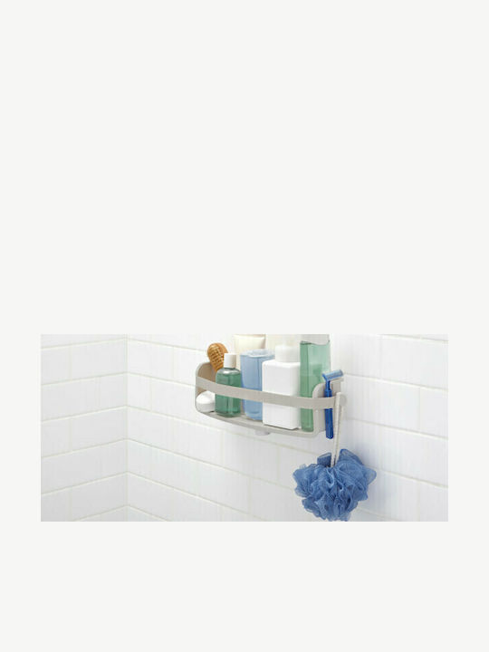 Umbra Wall Mounted Bathroom Shelf Plastic with 1 Shelf and Suction Cups 33x11.4x8.9cm Silver