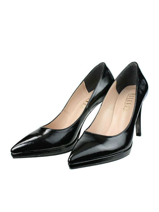 Ellen Patent Leather Pointed Toe Stiletto Black High Heels