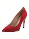 Stefania Suede Pointed Toe Stiletto Red High Heels S