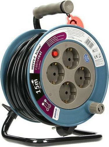 Orno Extension Reel Cord 3 x 1mm²/15m Gray