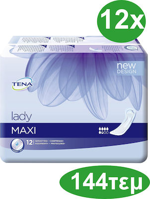 Tena Lady Maxi Inkontinenz-Pads Normale Flüssigkeit 5.5 Tropfen 144Stück