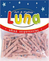 Luna Wooden Clothespins Thickness 25mm Pink 45pcs