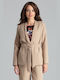 Lenitif L061 Long Women's Waisted Blazer Beige