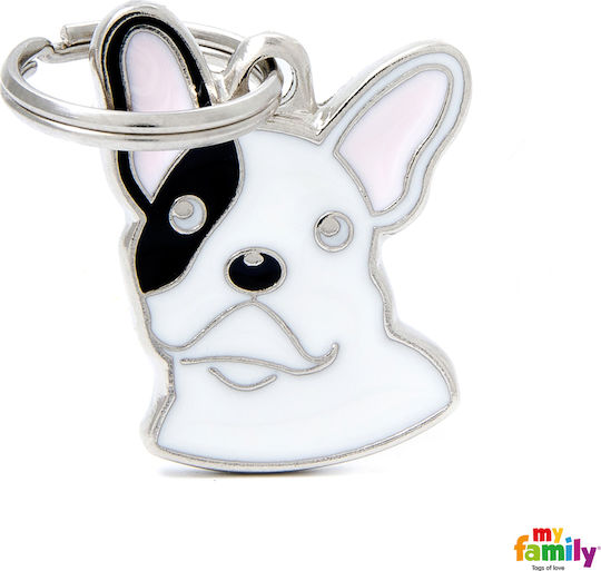 My Family Friends Alb Bulldog Francez Etichetă Pentru Identificarea Câinelui Albă Metalică Personalizată