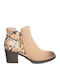 62717 Leder Damen Chelsea Stiefeletten mit mittlerem Absatz Beige