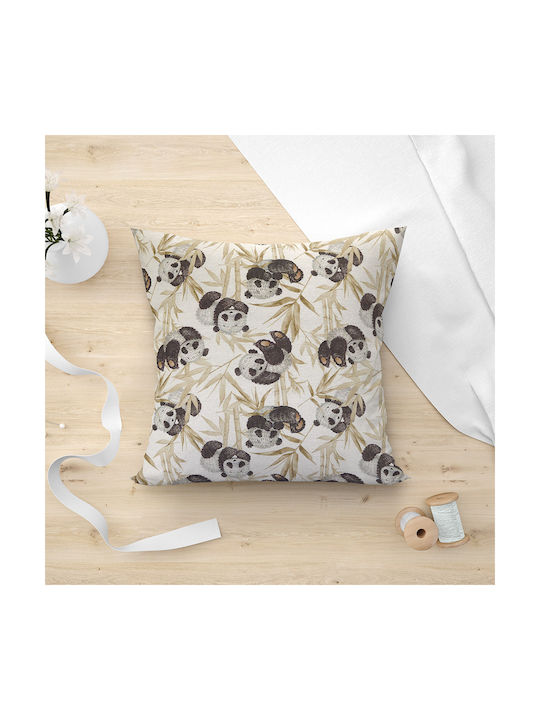 Lino Home Decorative Pillow Case Panda Bear from 100% Cotton 101 Beige 45x45cm.