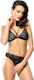 Demoniq Pola Bra Set with Crotchless Briefs Black Black