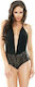 Fantasy Lingerie Mimi Romper with Equin Short Sexy Bodysuit Schwarz