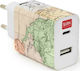 Legami Milano Charger Without Cable with USB-A Port and USB-C Port Multicolours (WACH0001)