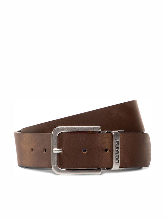 Levi's Herren Gürtel Leder Beidseitig Braun