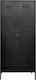 Double Door Wardrobe Metallic with 2 Shelves Black 76x50x170cm