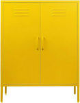 Δίφυλλη Ντουλάπα Μεταλλική με 2 Ράφια Κίτρινη 80x40x102εκ.