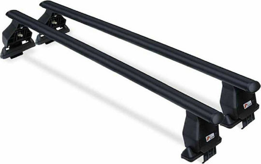 Menabo Steel Car Roof Bars 112cm for Peugeot 307 3D 2001-2009 Set with Roof Rack Legs Black