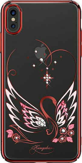 Kingxbar Swan with Swarovski Crystals Back Cover Plastic Red (iPhone XS Max)
