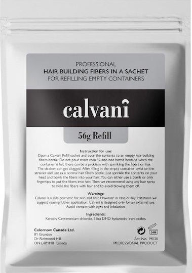 Calvani Refill Χρώματος για Κάλυψη Αραίωσης Μαλλιών με Κερατίνη Hair Building Economy 56gr