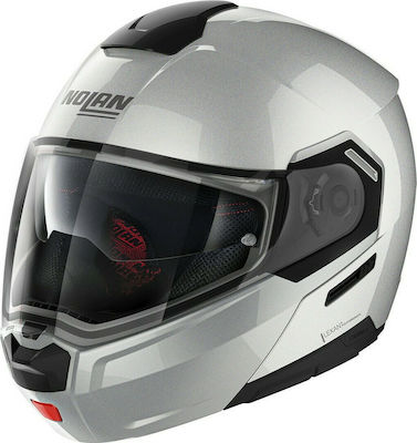 Nolan N90-3 Special N-Com Flip-Up Helmet with Sun Visor ECE 22.05 1630gr Salt Silver 11 61158