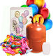 Set 50 Ballons Mehrfarbig mit Heliumgas 23cm