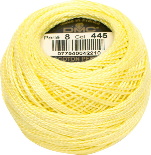DMC Thread Embroidery Cotton Perle No8 Cotton in Yellow color 87m