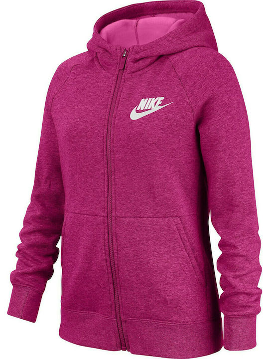 Nike Αθλητική Παιδική Ζακέτα Φούτερ με Κουκούλα για Κορίτσι Φούξια Sportswear