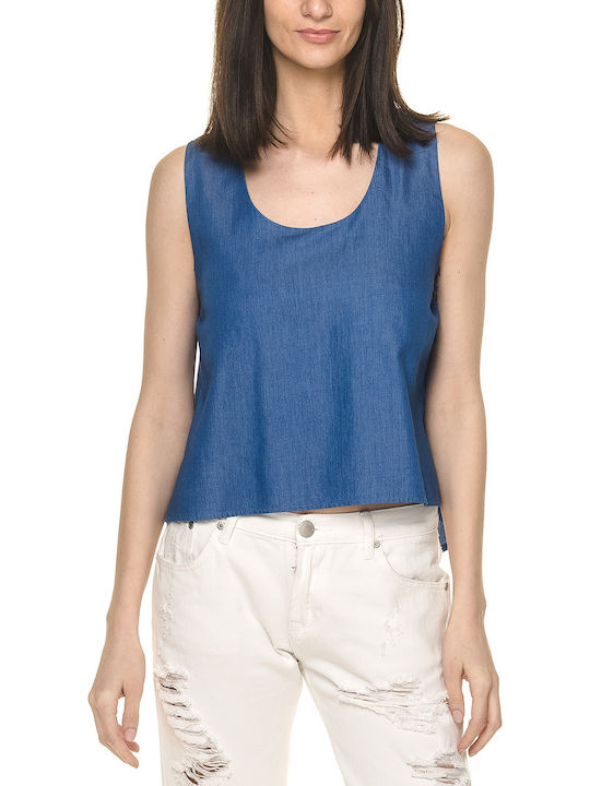 Women's Summer Crop Top Sleeveless Blue