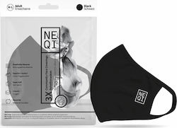 Neqi Re-Useable Face Masks Black Υφασμάτινη Large 3τμχ