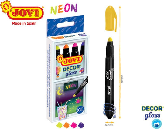 Jovi Decor Glass Neon Set de creioane colorate cu 4 culori 226.1904N