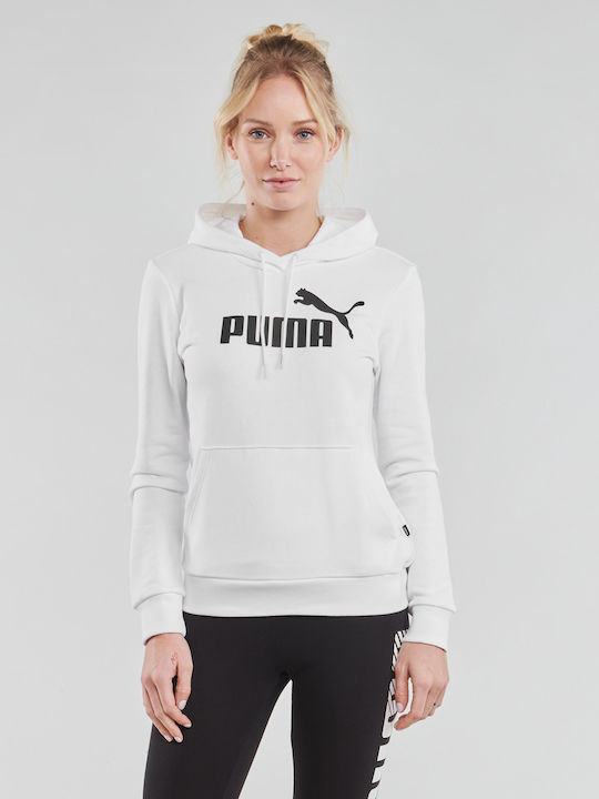 Puma Essentials Logo Women's Hooded Sweatshirt White