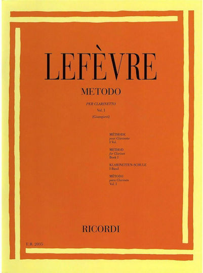 Ricordi Lefevre - Μέθοδος Κλαρινέτου N.1 Μέθοδος Εκμάθησης για Πνευστά