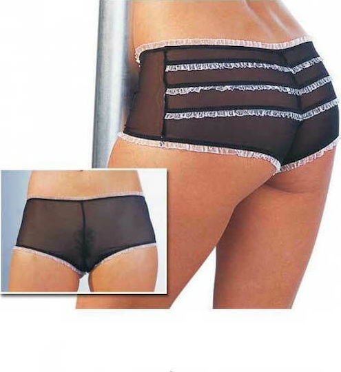 Cottelli Collection Transparent Panties with Ruffle Женски Секси Боксерски Black