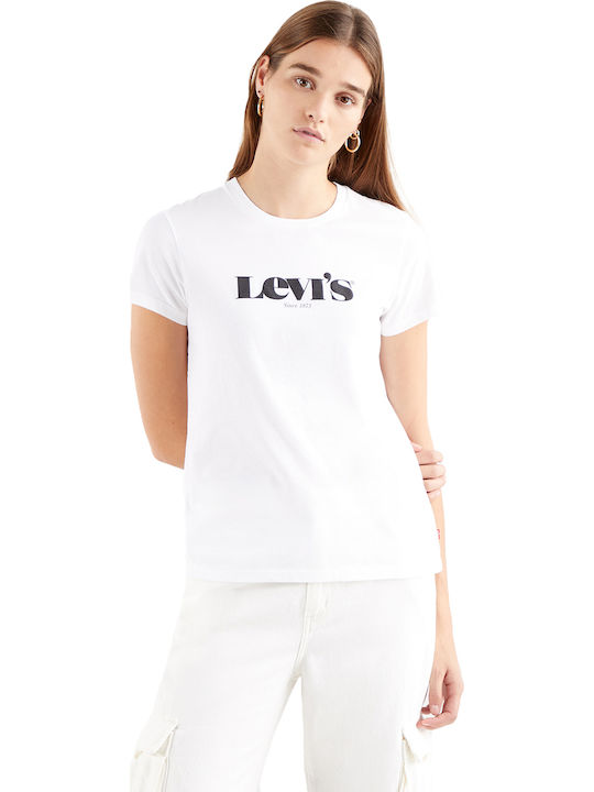 Levi's The Perfect Γυναικείο T-shirt Λευκό με Στάμπα