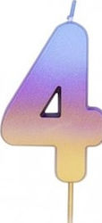 Lumânare de Zi de Naștere Număr "4" Multicolor 015837