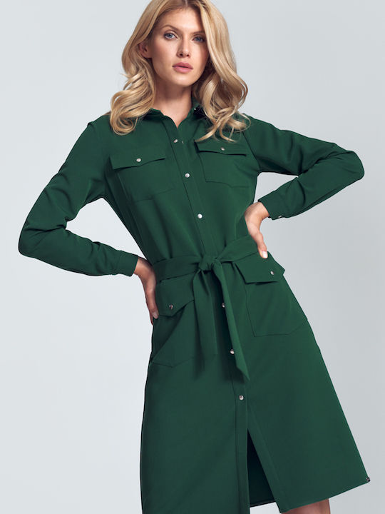 Figl M706 Mini Shirt Dress Dress Green 147926