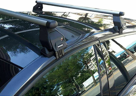 Menabo Aluminum Car Roof Bars 112cm for Hyundai Elantra 5D 2000 Set with Roof Rack Legs Silver