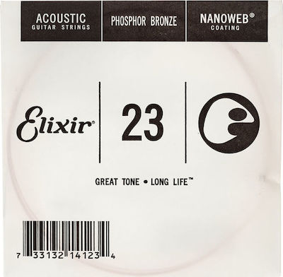 Elixir Single Phosphor Bronze String for Acoustic Guitar Nanoweb Acoustic .023" 73323