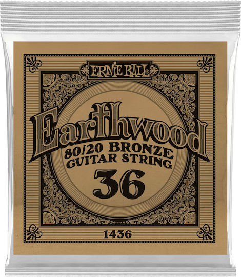 Ernie Ball Single 80/20 Bronze String for Acoustic Guitar Earthwood 80/20 Bronze 36"