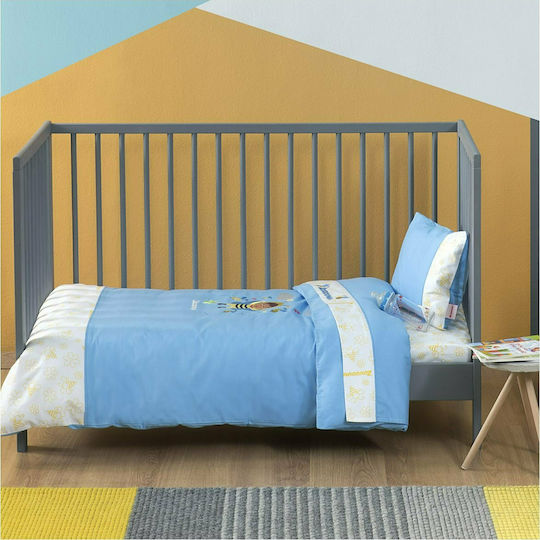 Zouzounia Baby Duvet Cover Set With Pillowcase Bee Blue 110x145cm