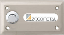 Zogometal 463 Complete Wall Push Bell Button with Frame Silver