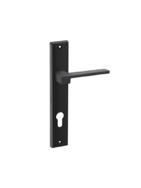 Convex Lever Middle Door with Plate 1535 Pair (Center Distance 72mm) Black