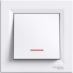 Schneider Electric Asfora Recessed Electrical Lighting Wall Switch with Frame Basic Aller Retour Illuminated White