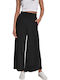 Damen Stoff Hose mit Gummizug in Weitem Schnitt Schwarz