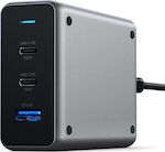 Satechi Stație de încărcare cu port USB-A și 2 porturi USB-C 100W Livrarea energiei în culoarea Gri (Compact GaN)