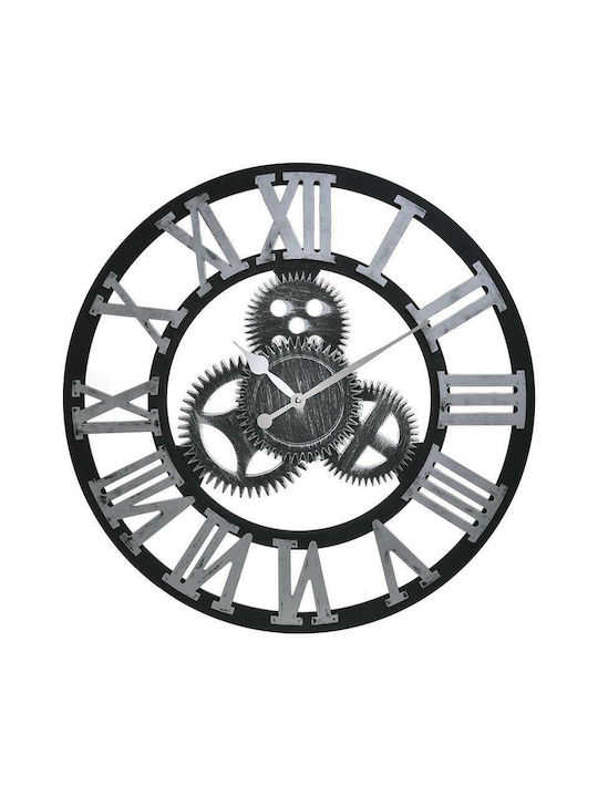 Inart Ρολόι Τοίχου Πλαστικό Αντικέ Ασημί 50cm