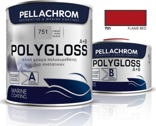 Pellachrom Polygloss A+B Морска боя за кораби 751 Крайен цвят полиуретан Двукомпонентен 0.75лт Червен