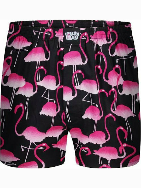 Lousy Livin Flamingos Men's Swimwear Shorts Black with Patterns LUUWFLA