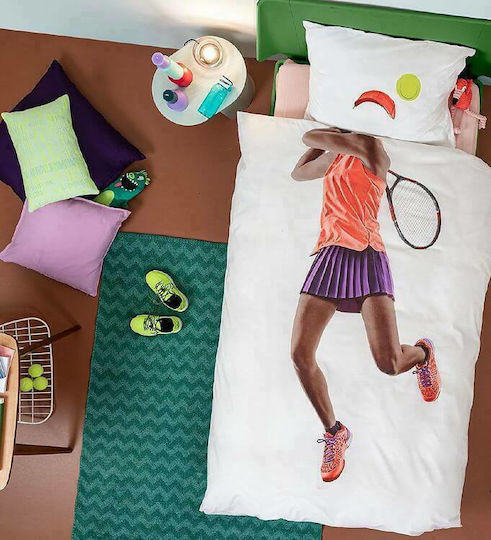Snurk Tennis Set Kids Duvet Cover Single with Pillowcase Multicolored 140x200cm